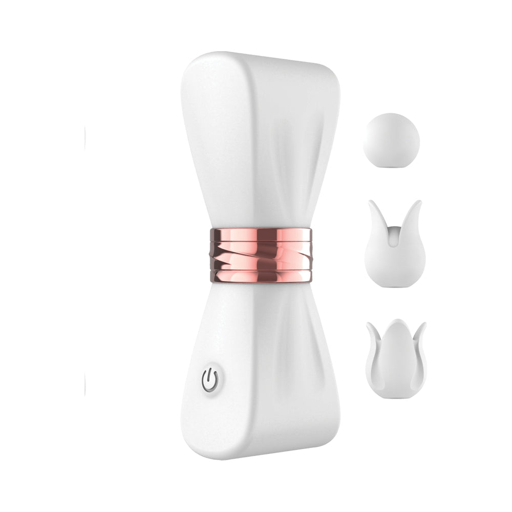 Gold Glam Tri-Tip Vibe Massager - White