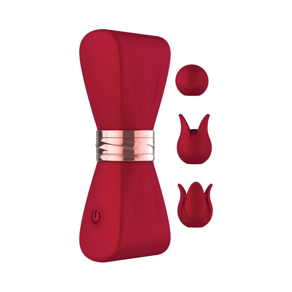 Gold Glam Tri-Tip Vibe Massager - Red