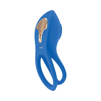 Gold Glam Cock Ring Vibrator - Blue