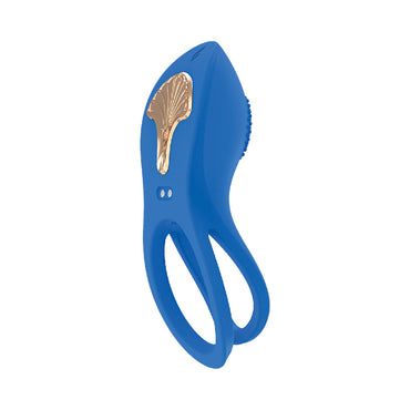 Gold Glam Cock Ring Vibrator - Blue