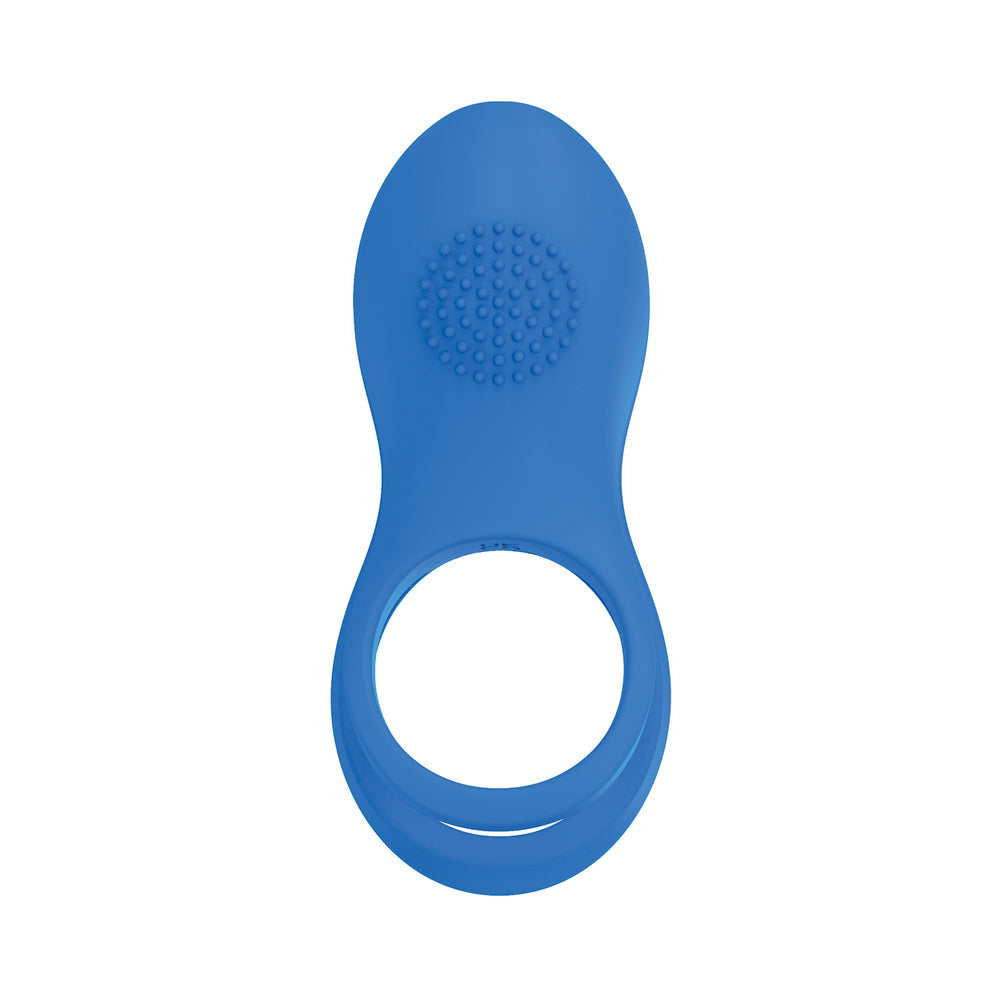 Gold Glam Cock Ring Vibrator - Blue