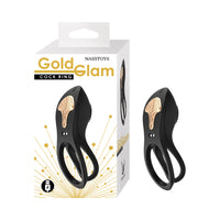 Gold Glam Cock Ring Vibrator - Black