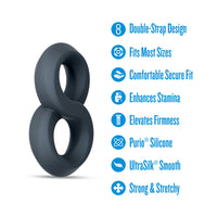 Performance Plus Double Strap Cock Ring - Launch Black
