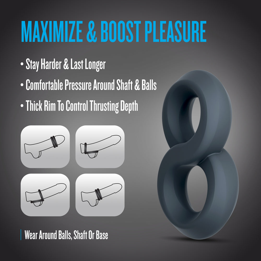 Performance Plus Double Strap Cock Ring - Launch Black