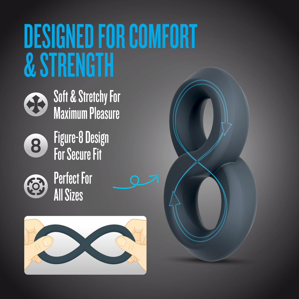 Performance Plus Double Strap Cock Ring - Launch Black