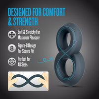 Performance Plus Double Strap Cock Ring - Launch Black