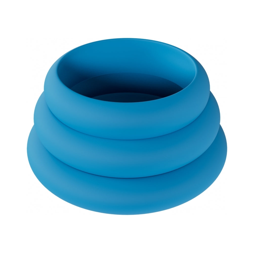 LEVELZ Wide O Silicone Cock Ring Set - 30/35/42 Teal