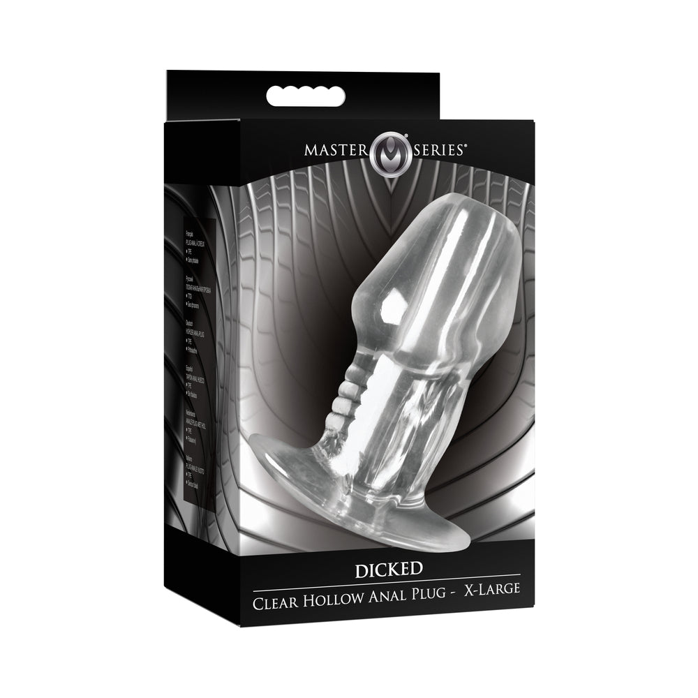 Master Series Dicked Clear Hollow Anal Plug Extra Large