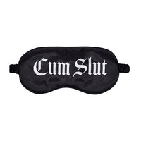 Ouch! Satin Black Printed Mask - Cum Slut