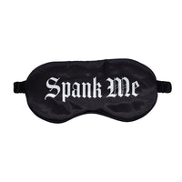 Ouch! Satin Black Printed Mask - Spank Me