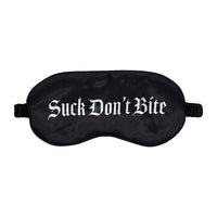 Ouch! Satin Black Printed Mask - Suck Don't Bite
