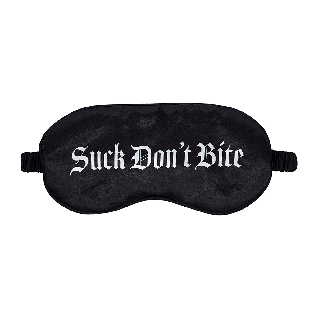 Ouch! Satin Black Printed Mask - Suck Don't Bite