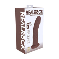 Realistic Vibrator with Suction Cup - 6in Curved Brown