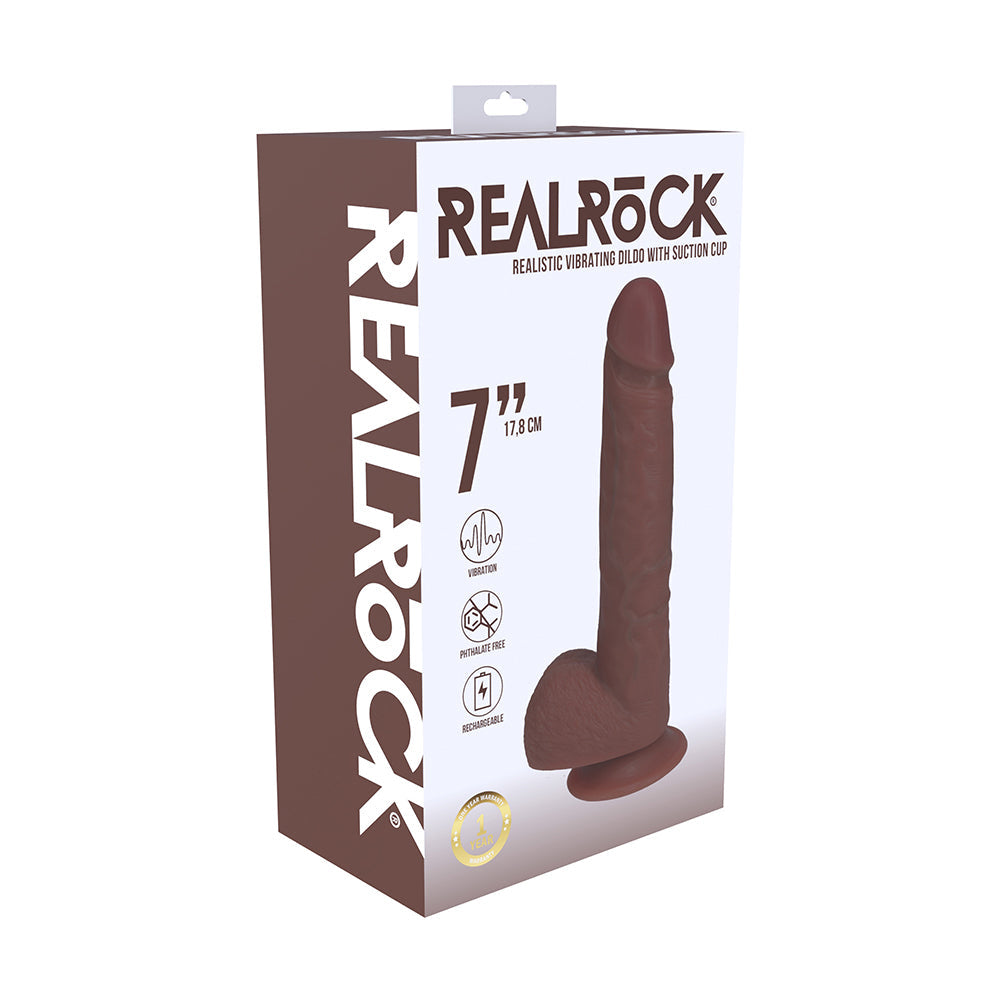 RealRock 7-Inch Vibrating Dildo with Balls - Brown
