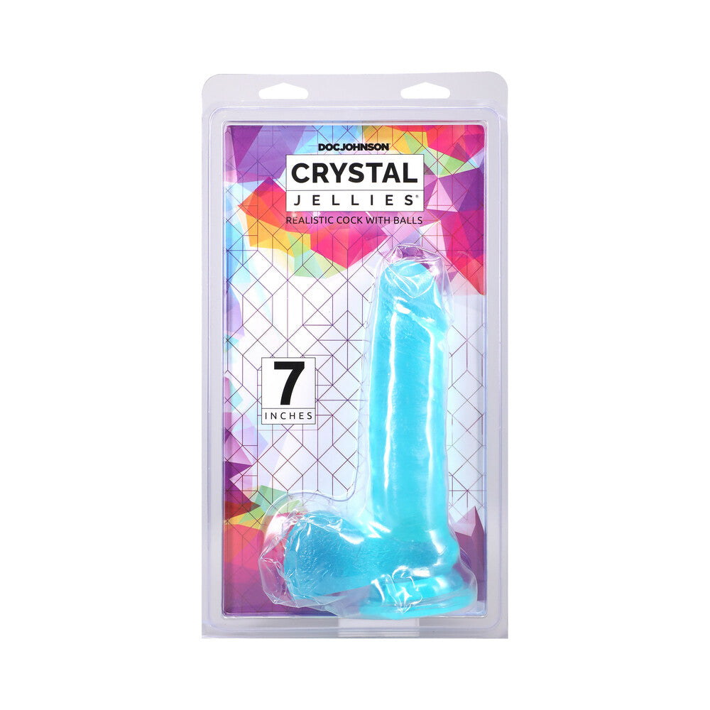 Crystal Jellies Realistic Cock with Balls - 7 Inch Teal