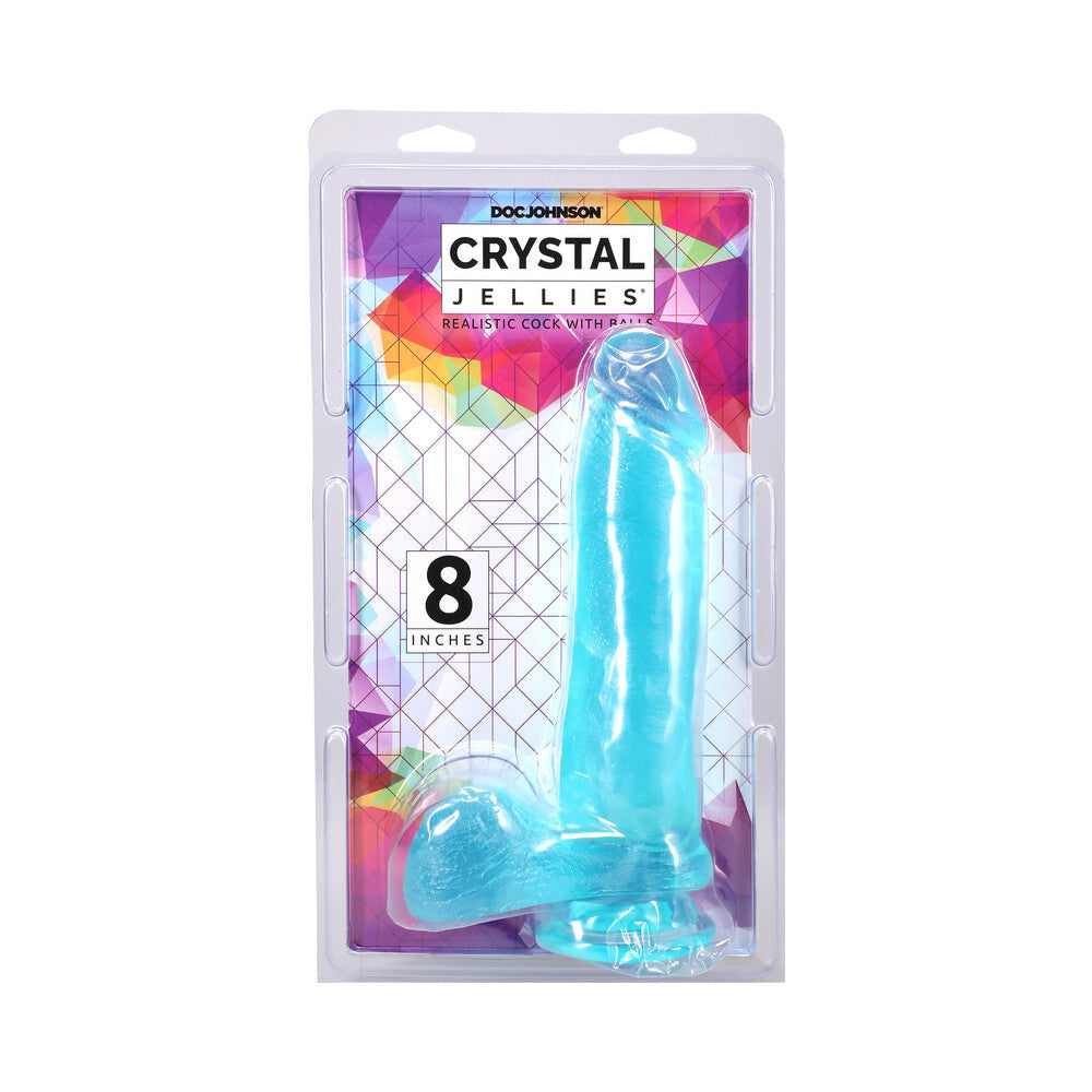 Crystal Jellies Realistic Cock with Balls - 8 Inch Teal