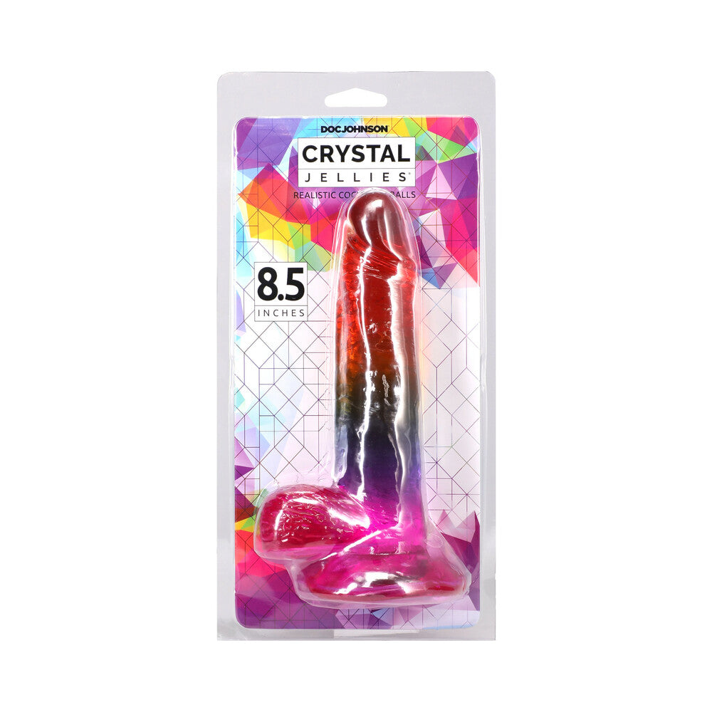Crystal Jellies 8.5-Inch Realistic Cock with Balls - Rainbow