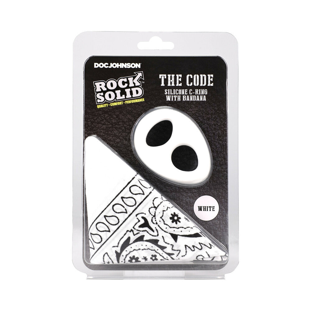Rock Solid The Code Cock Ring with Bandana White/Black