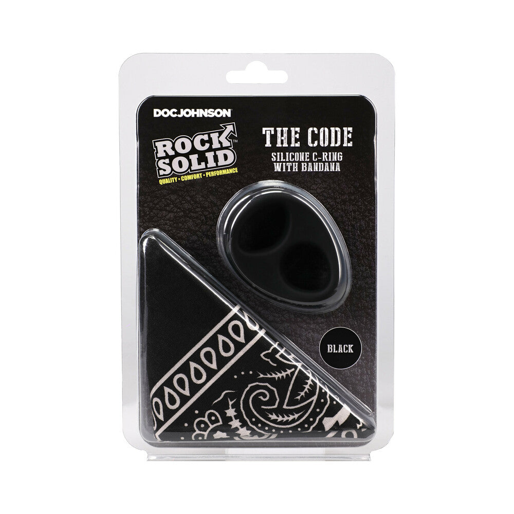 Rock Solid The Code Cock Ring with Bandana Black