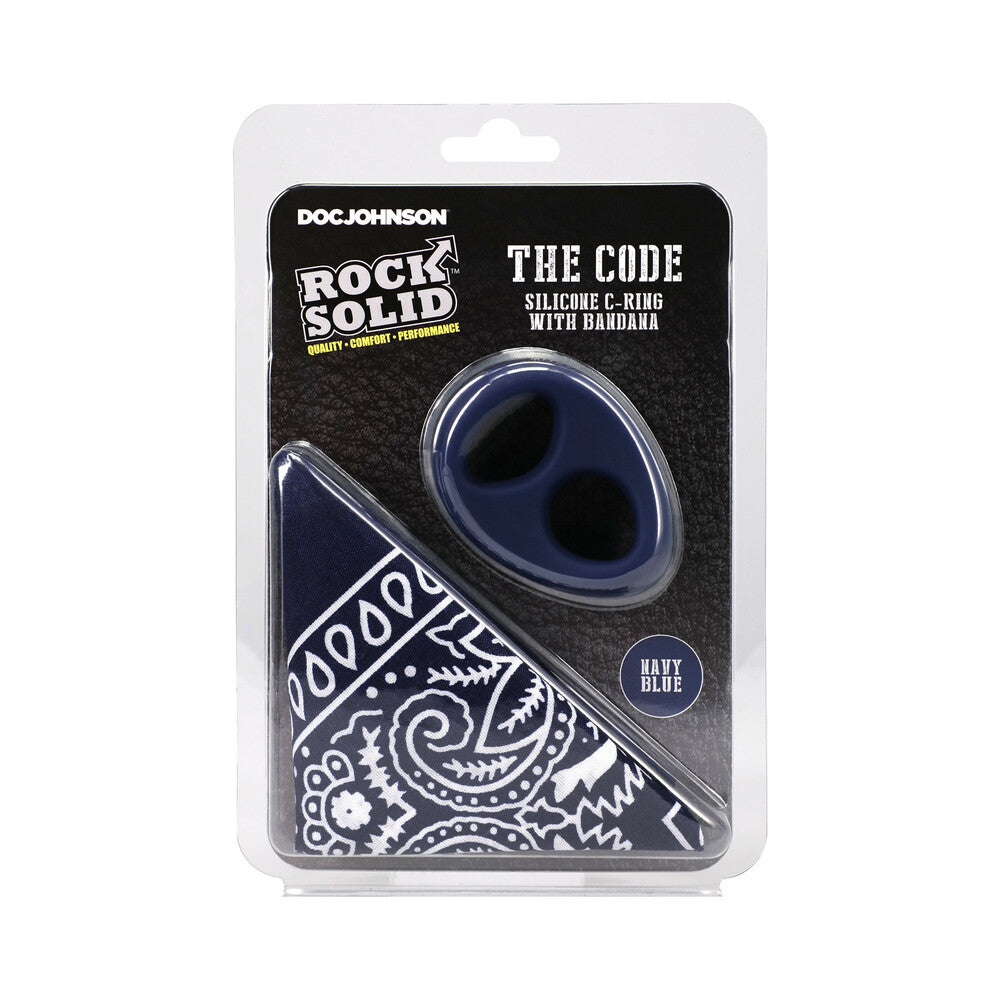 Cock Ring and Bandana Set - Rock Solid The Code C-Ring NvyBk