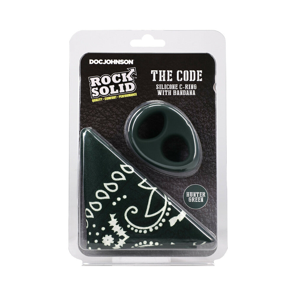 Cock Ring and Bandana Set - Rock Solid The Code C-Ring GrnBk