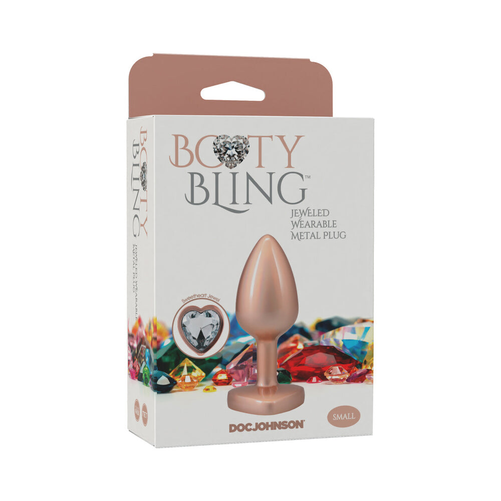 Booty Bling Heart Diamond Metal Plug - Gold Small