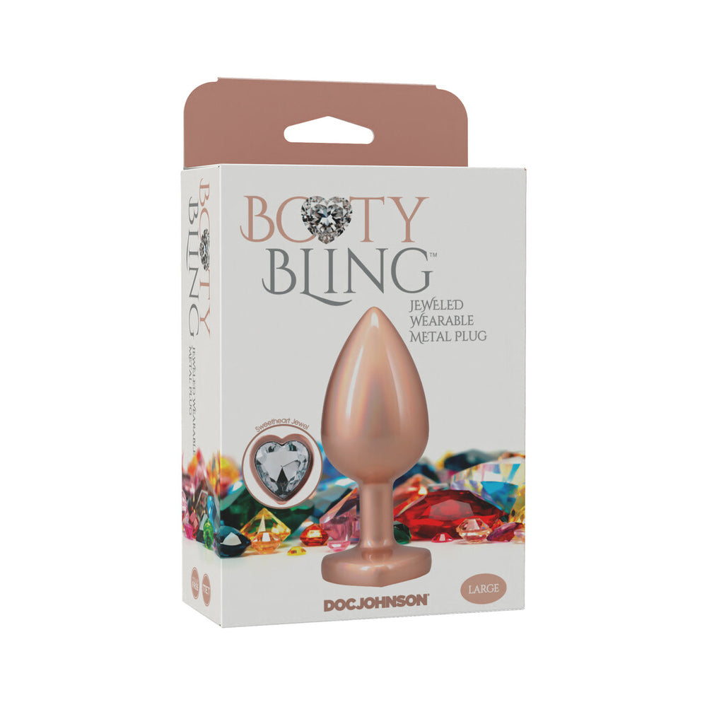 Booty Bling Heart Diamond Metal Plug - Gold Large