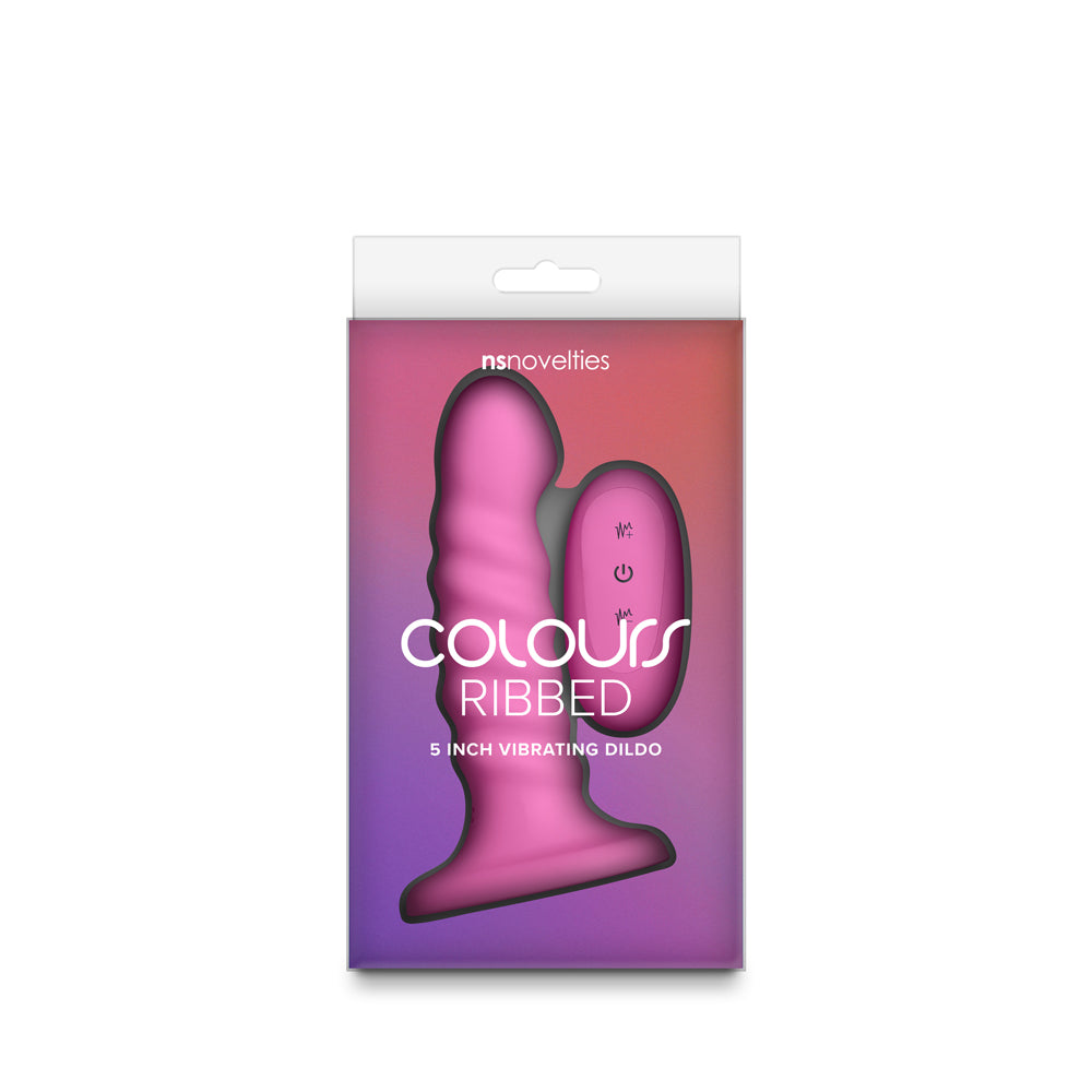 Colours Ribbed Vibrating Dildo in Pink