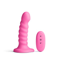 Colours Ribbed Vibrating Dildo in Pink
