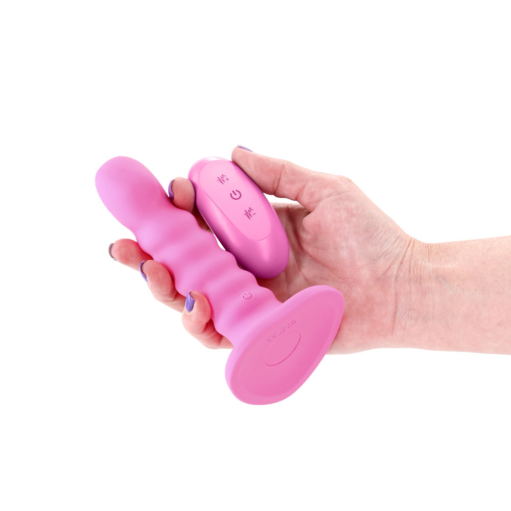 Colours Ribbed Vibrating Dildo in Pink