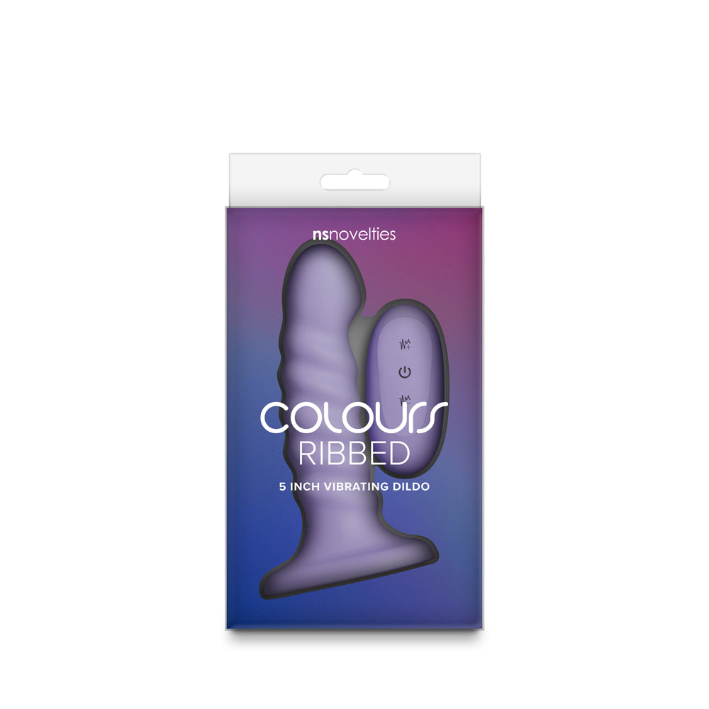Colours Ribbed Vibrating Dildo in Purple