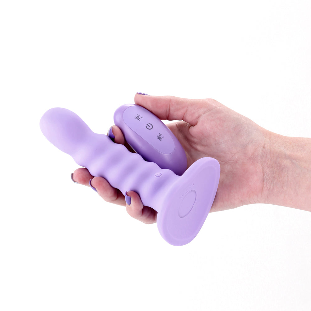 Colours Ribbed Vibrating Dildo in Purple