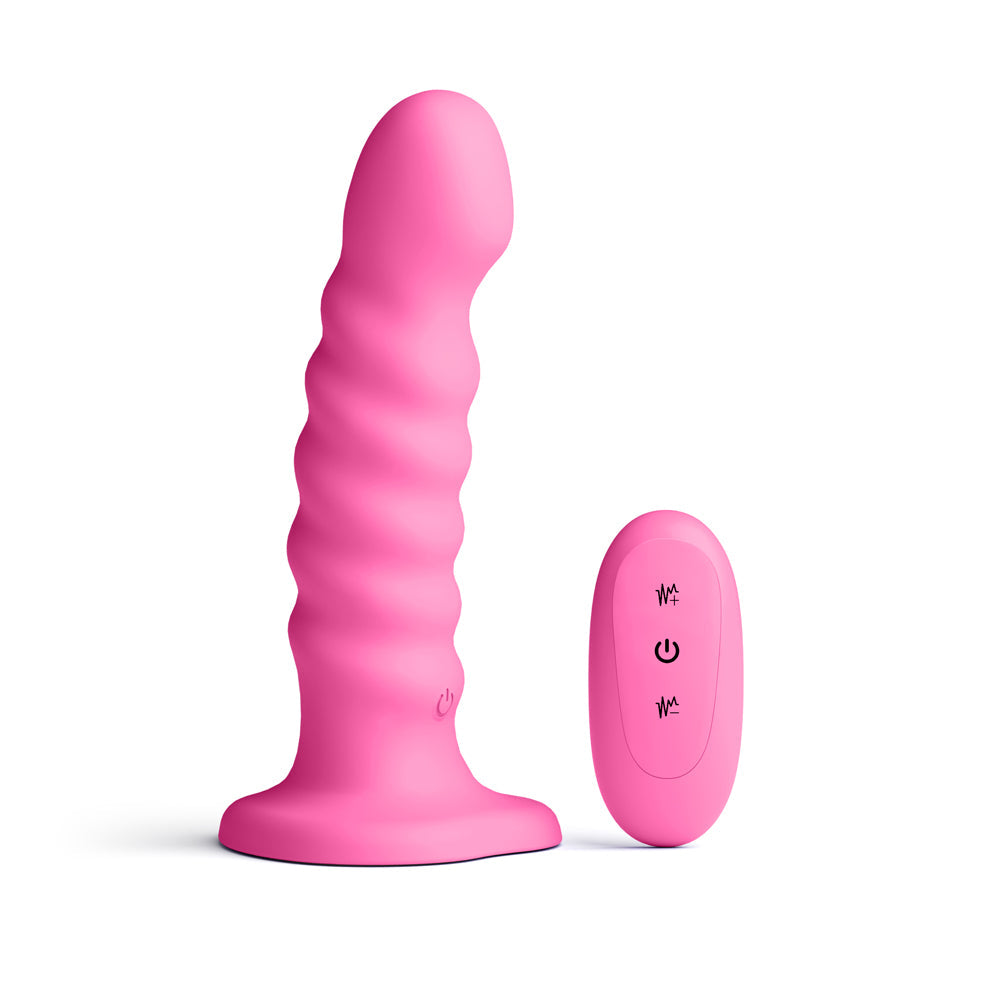 Colours Ribbed Vibrating Dildo in Pink - 6in