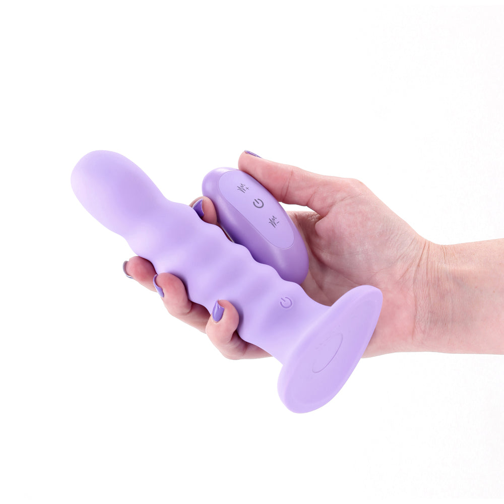 Colours Ribbed Vibrating Dildo in Purple - 6in