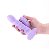 Colours Ribbed Vibrating Dildo in Purple - 6in