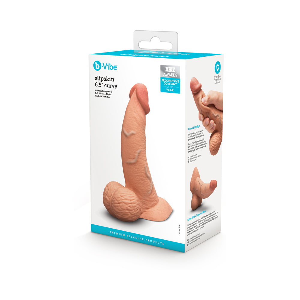 b-Vibe Slipskin Dildo 6.5in Curved Mocha