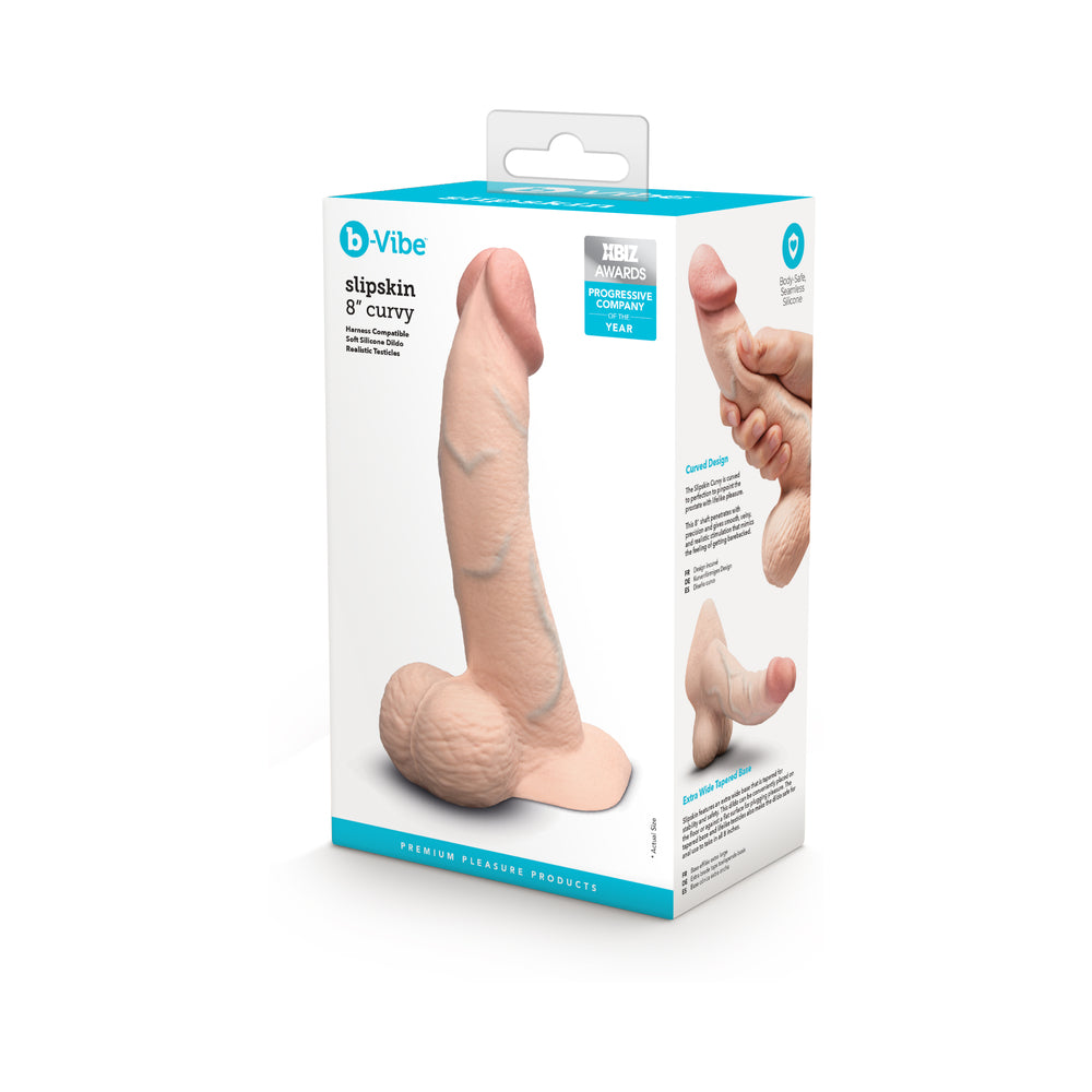 b-Vibe Slipskin Dildo 8in Curved Cream
