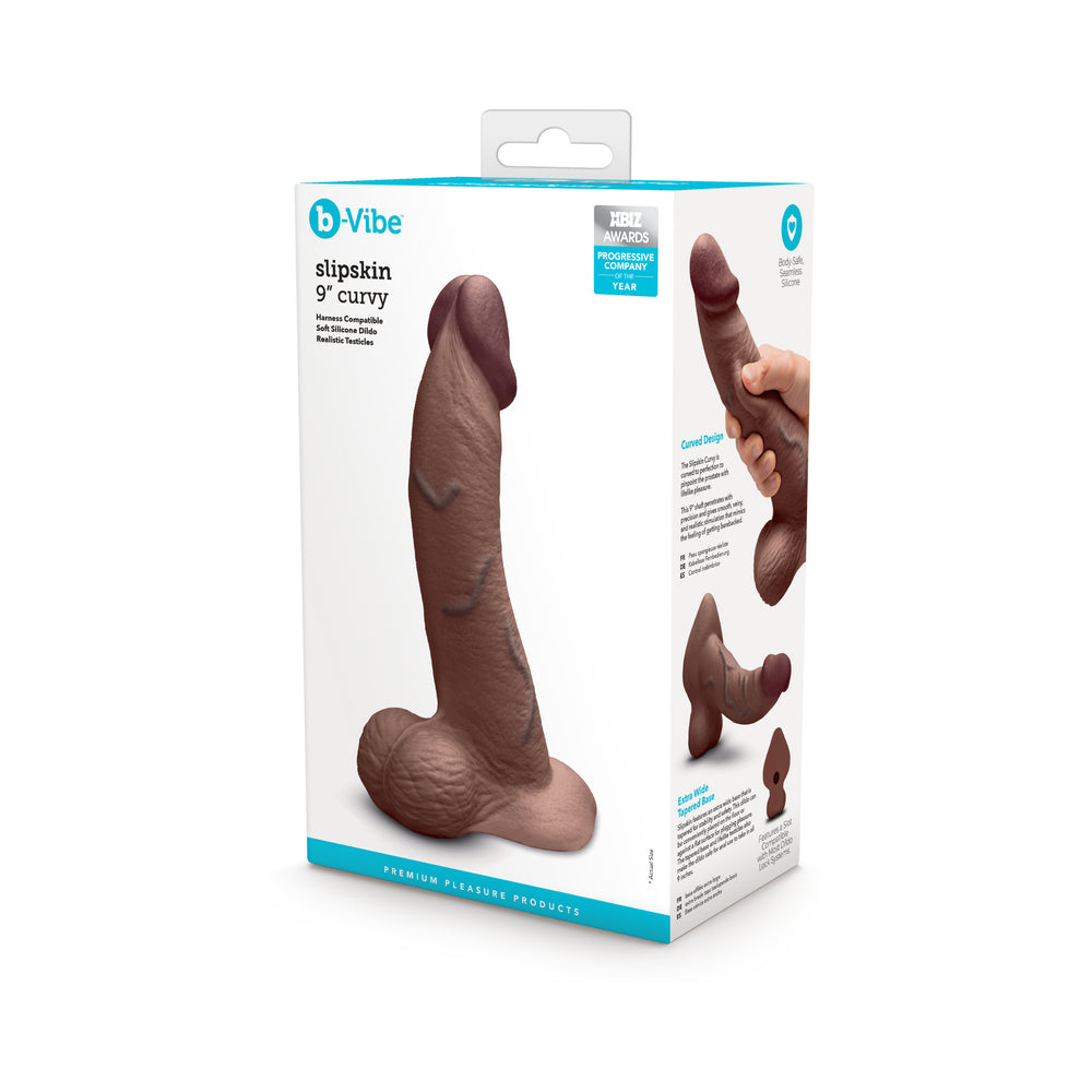 b-Vibe Slipskin Dildo 9in Curved Brown