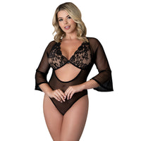 Black Cherry 3/4 Sleeve Playsuit Lingerie