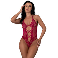 Black Cherry Halter Teddy - Size L/XL