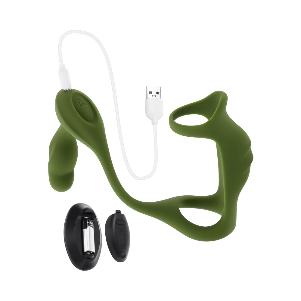 Prostate Vibrating Plug and Dual Cock Ring - ZT Prostate Power Pack Green
