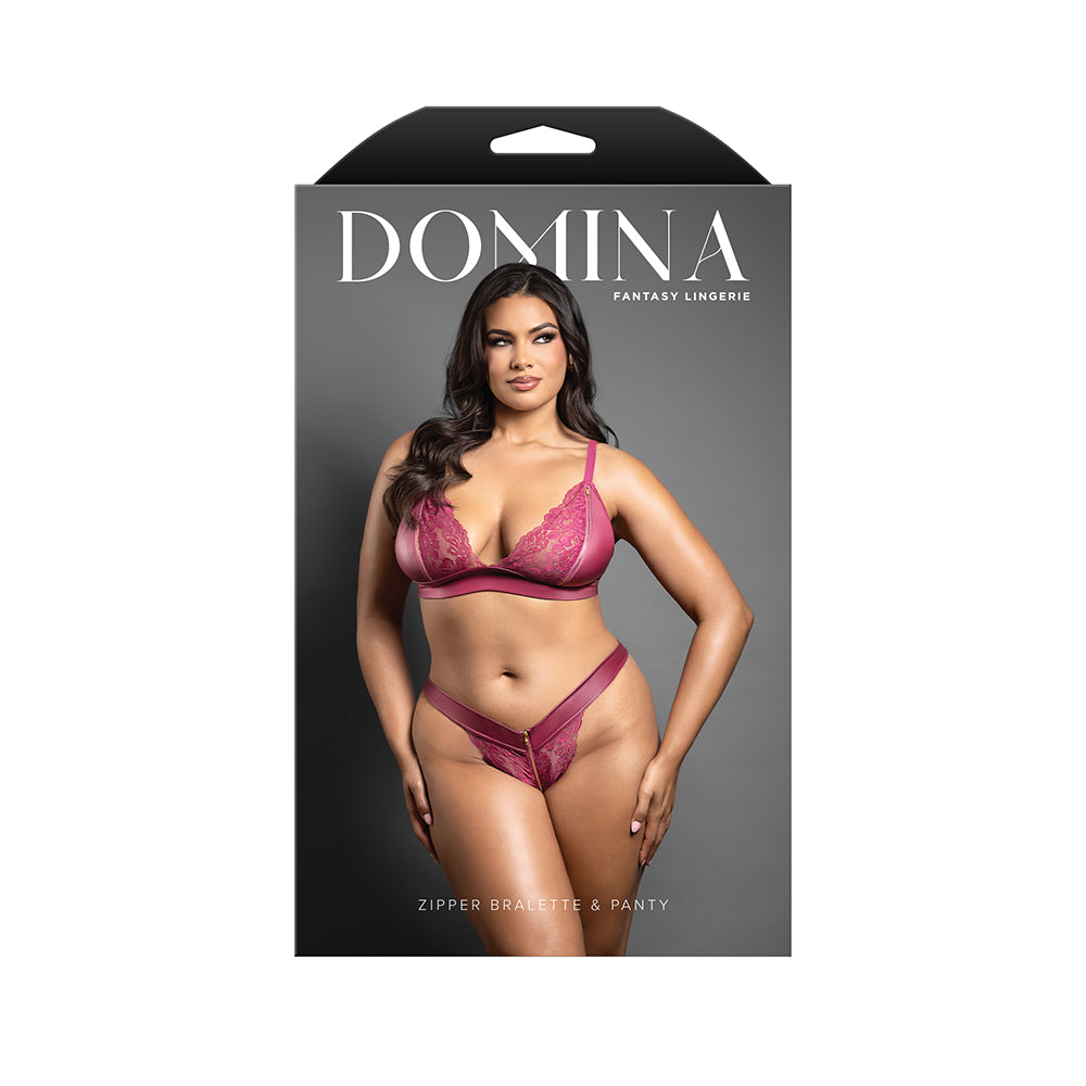 Domina Bralette & Panty Set with Zipper Details