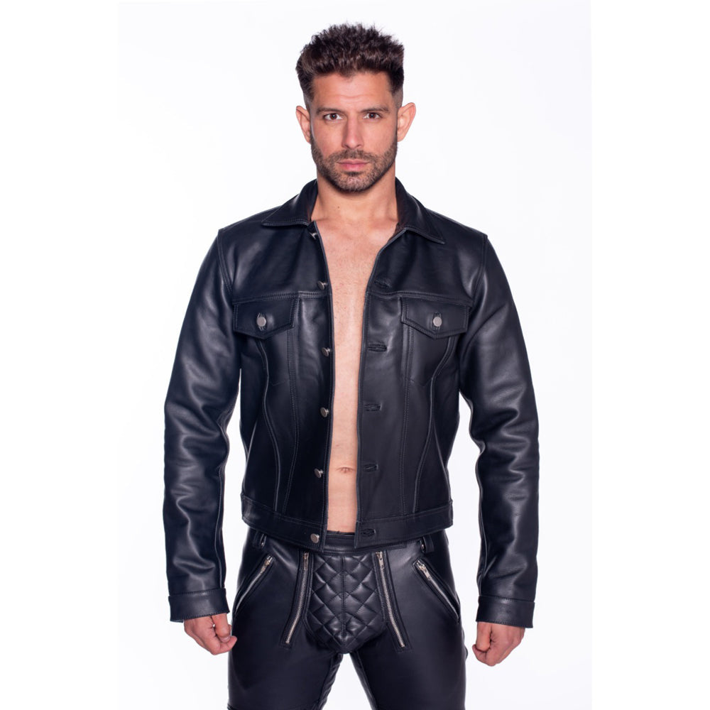 Prowler RED Leather Trucker Jacket - Size M