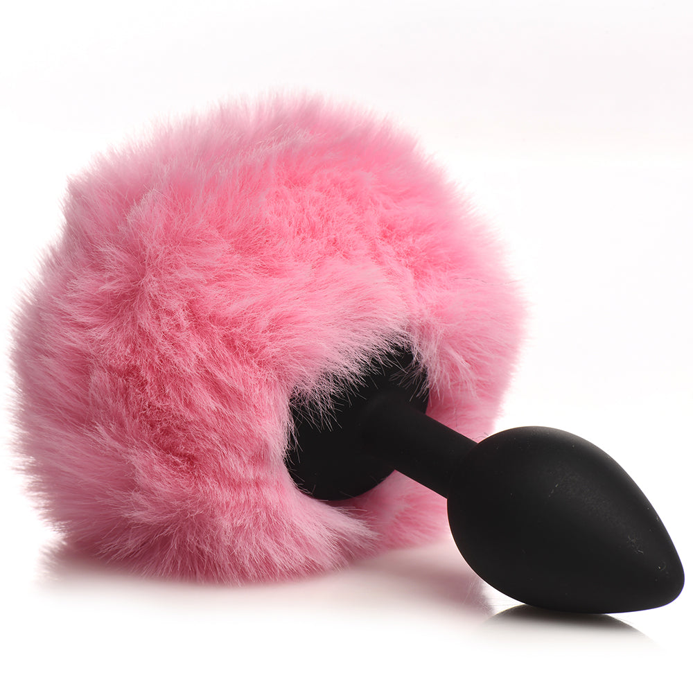 Fluffy Bunny Tail Silicone Plug - Pink
