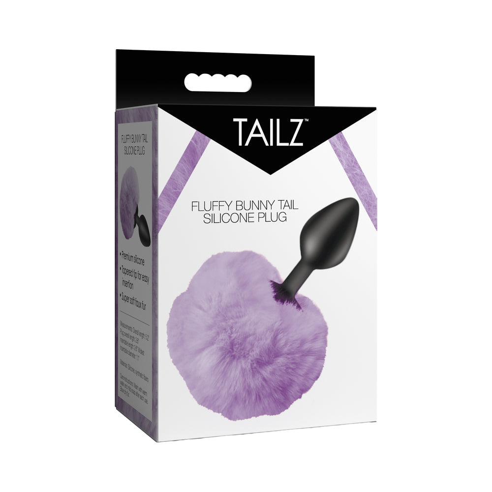 Fluffy Bunny Tail Silicone Plug - Purple