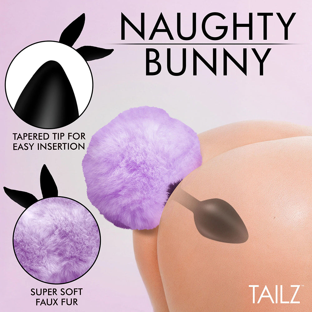 Fluffy Bunny Tail Silicone Plug - Purple