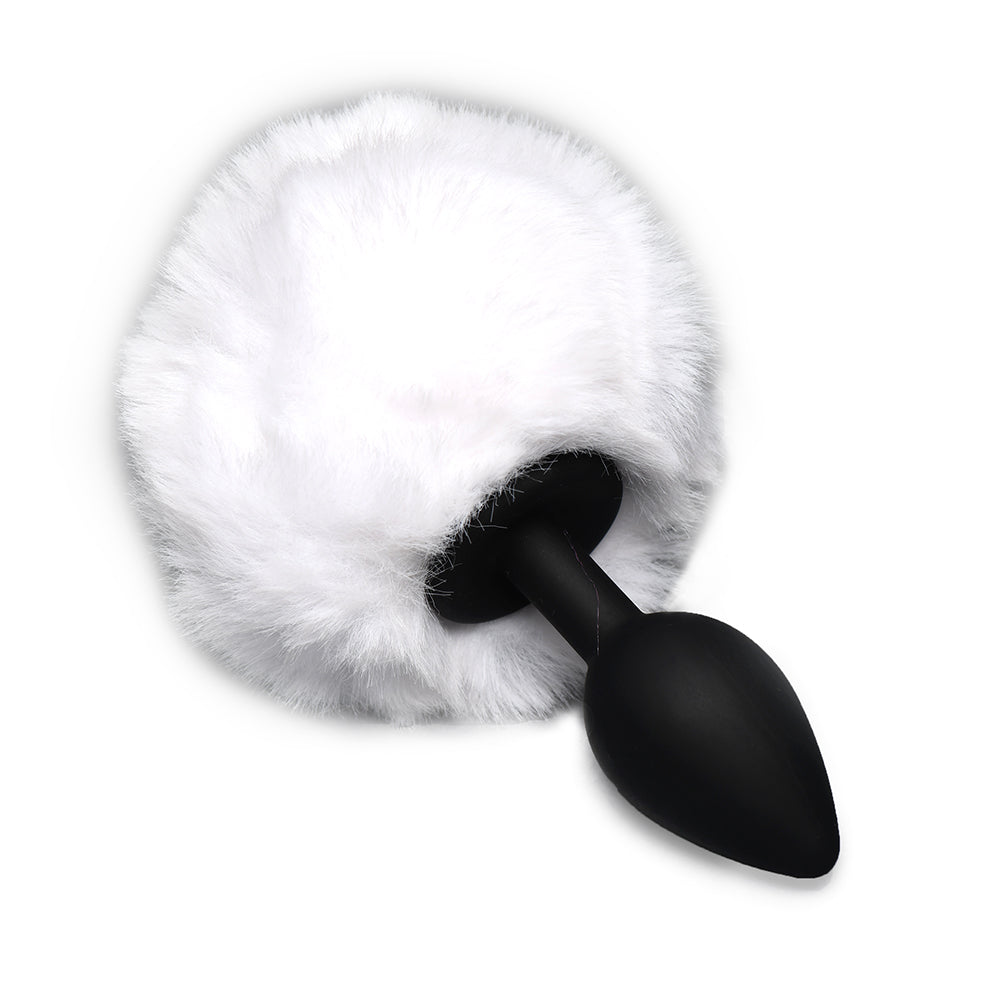 Fluffy Bunny Tail Silicone Plug - White