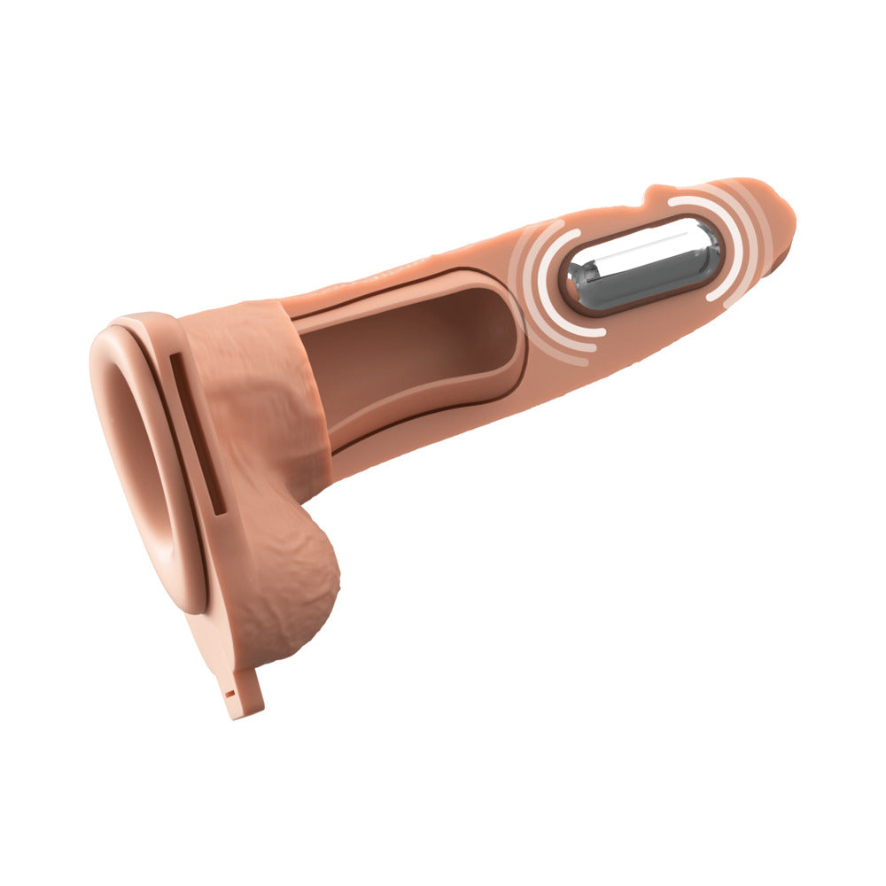 Vibrating Hollow Silicone Strap-On - 6in - Light