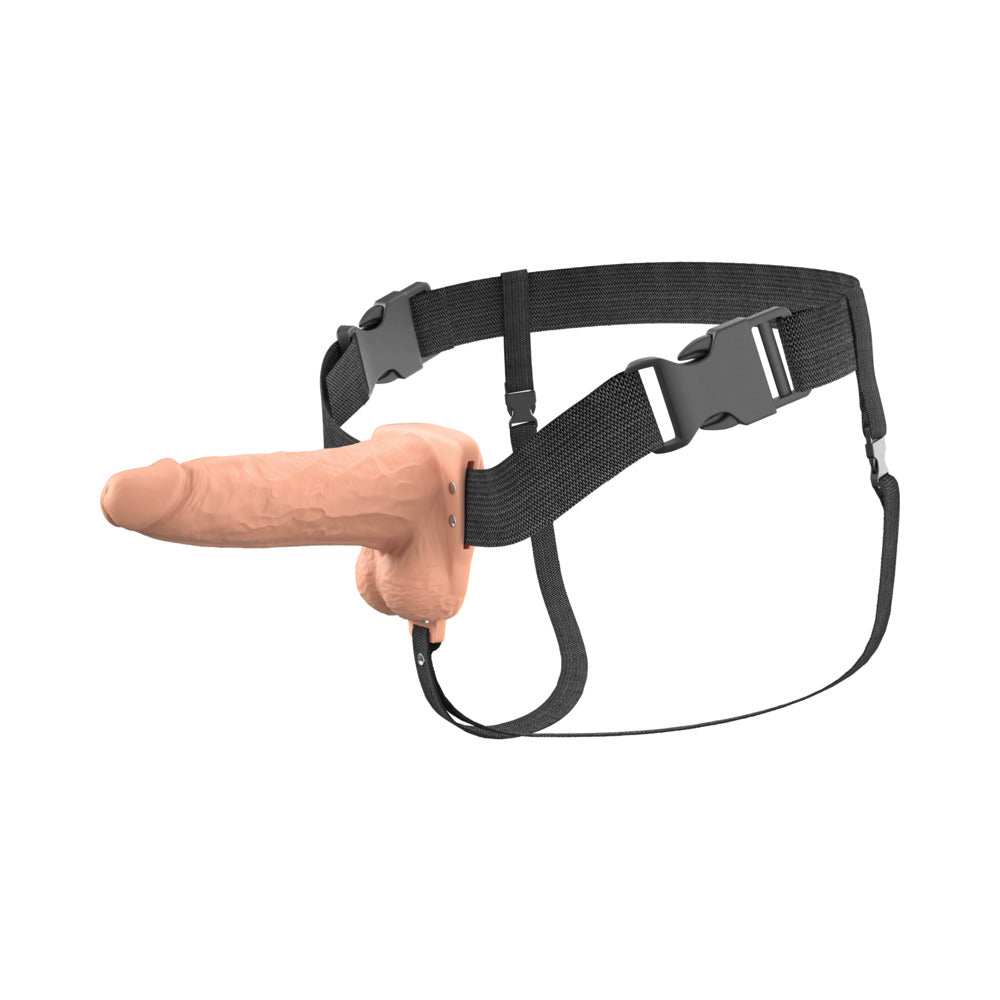 Vibrating Hollow Silicone Strap-On - 6in - Light