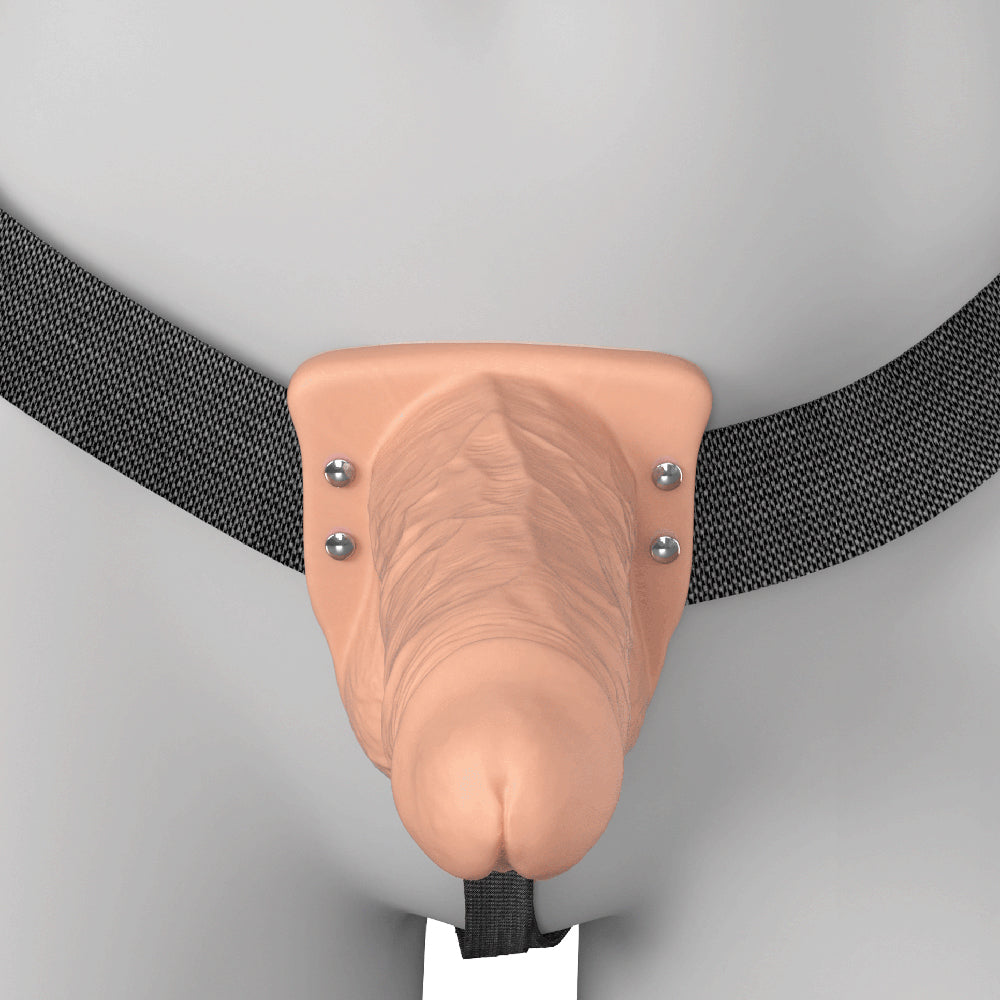 Vibrating Hollow Silicone Strap-On - 6in - Light